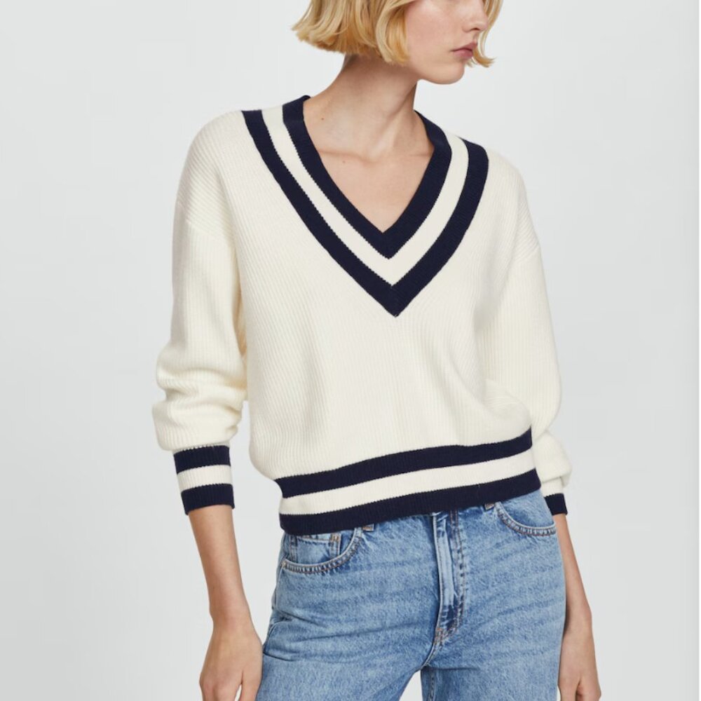 Mango Contrasting Stripe Knit Sweater - Size S